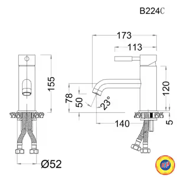 Vòi Lavabo Caesar B224CU (B224C) Nóng Lạnh