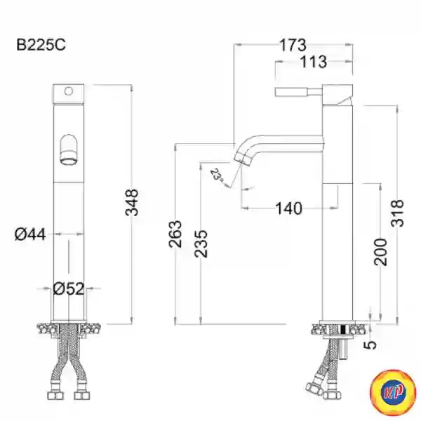 Vòi Lavabo Caesar B225CU (B225C) Nóng Lạnh Cổ Cao