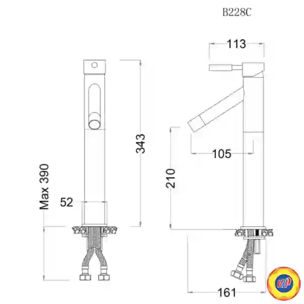 Vòi Nóng Lạnh Lavabo CAESAR B228CU (B228C) Cổ Cao