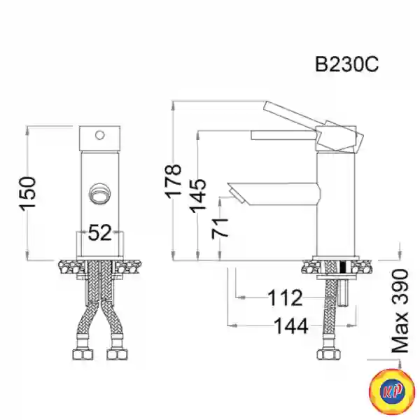 Vòi Nóng Lạnh Lavabo CAESAR B230CU (B230C) Xả Nhấn