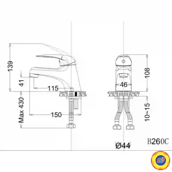 Vòi Nóng Lạnh Lavabo CAESAR B260CU Bộ Xả Nhấn 