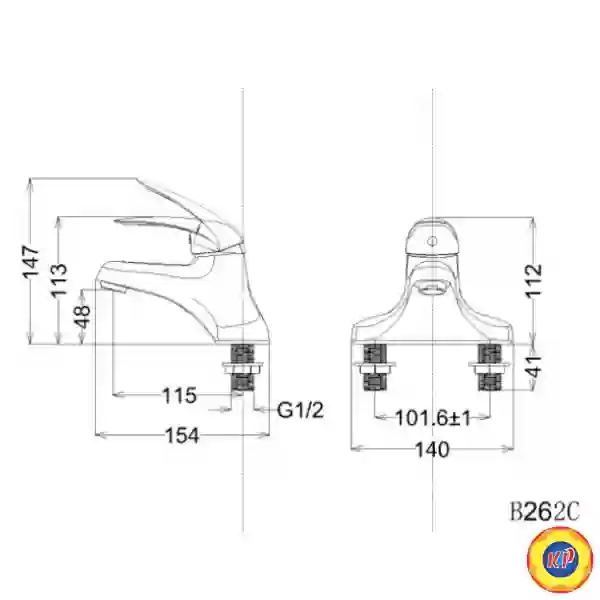 Vòi Nóng Lạnh Lavabo CAESAR B262CU Bộ Xả Nhấn Nhựa