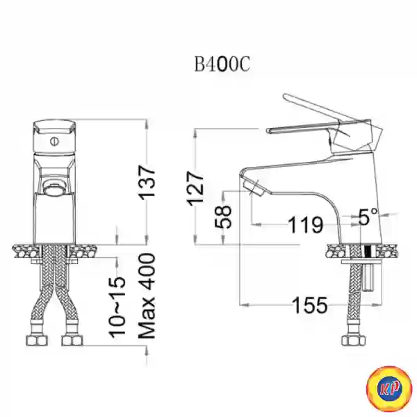 Vòi Chậu Rửa Mặt Lavabo CAESAR B400CU Bộ Xả Nhấn Nóng Lạnh