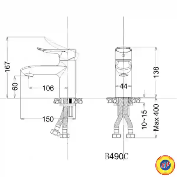 Vòi Lavabo CAESAR B490CU Nóng Lạnh Xả Nhấn 