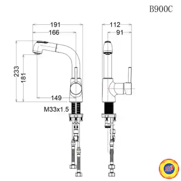 Vòi Lavabo Caesar B900CU Dây Rút Nóng Lạnh