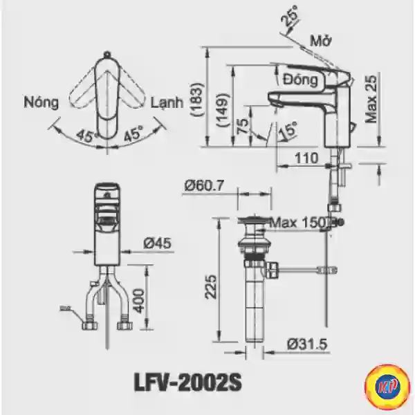 Vòi Chậu Lavabo Inax LFV-2002S (LFV2002S) Nóng Lạnh