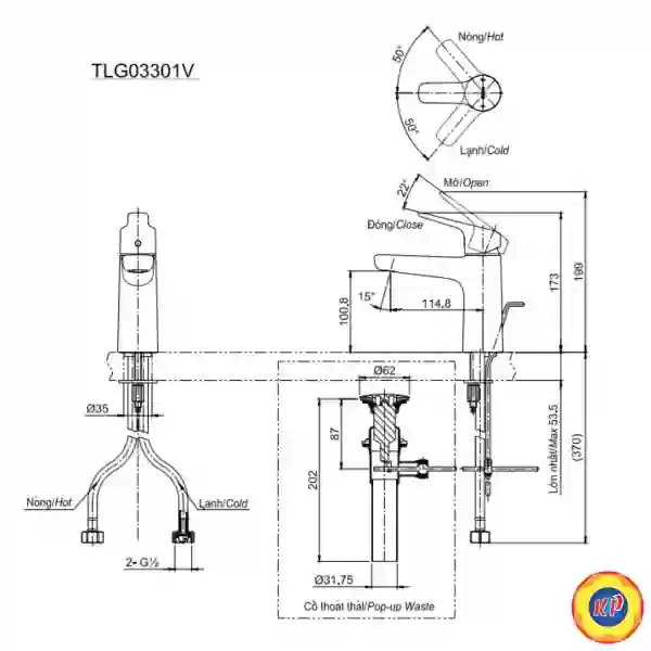 Vòi Lavabo TOTO TLG03301V Nóng Lạnh