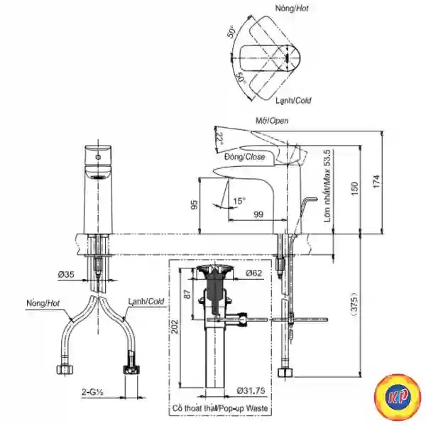 Vòi Lavabo TOTO TLG04301V Nóng Lạnh