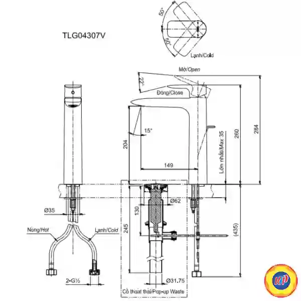 Vòi Lavabo TOTO TLG04307V Nóng Lạnh Cổ Cao