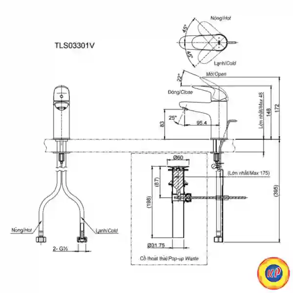 Vòi Lavabo TOTO TLS03301V Gật Gù Nóng Lạnh