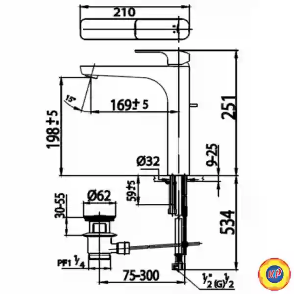 Vòi Lavabo COTTO CT2144AY Scirocco Nóng Lạnh