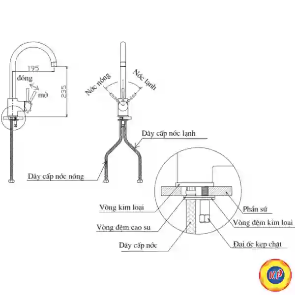 Vòi Nước Rửa Bát Inax SFV-801S Nóng Lạnh