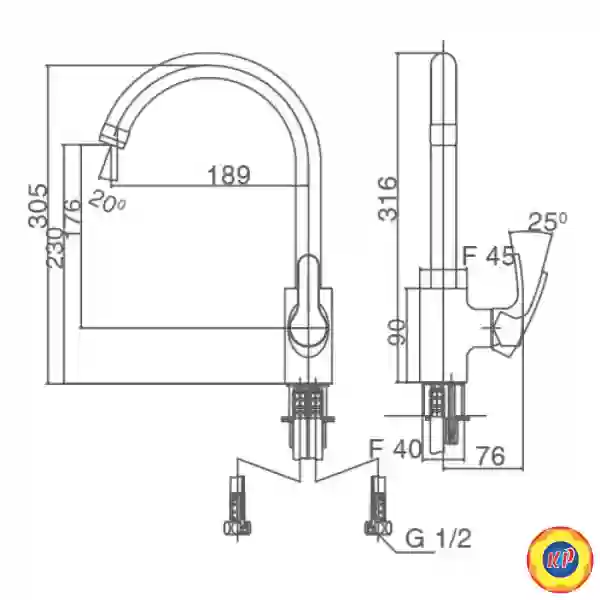Vòi Rửa Chén Inax SFV-802S (SFV802S) Nóng Lạnh