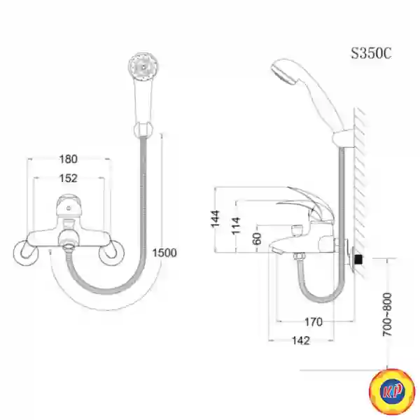 Vòi Sen Nóng Lạnh CAESAR S350C Tay 3 Chế Độ