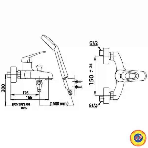 Vòi Sen Tắm COTTO CT2172E Arona I Nóng Lạnh