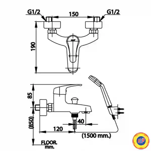 Vòi Sen Tắm COTTO CT366E Arona I Nóng Lạnh