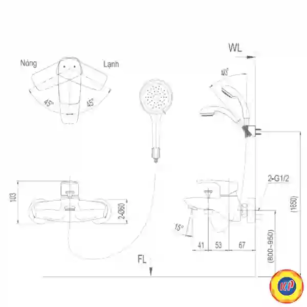 Vòi Sen Tắm Inax BFV-213S-3C (BFV213S3C) Nóng Lạnh Tay Sen Massage