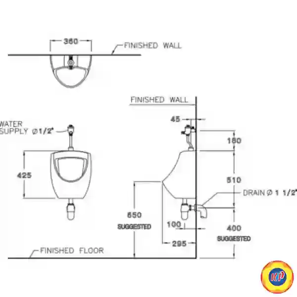 Bồn Tiểu Nam COTTO C3080 Baron Treo Tường