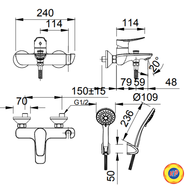 Vòi Sen Inax BFV-503S Nóng Lạnh