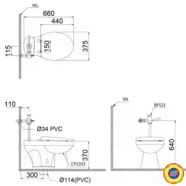 Bàn Cầu Xả Gạt Tay CAESAR CP1333/BF521A