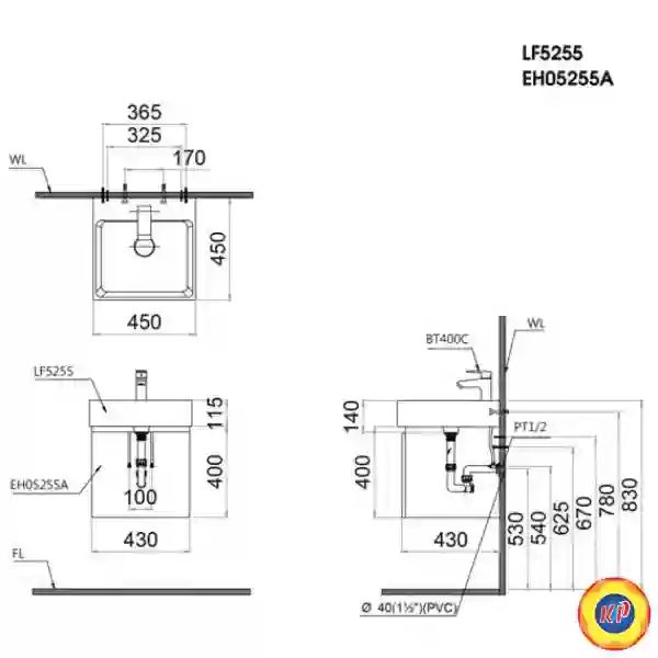 Bộ Tủ Lavabo Caesar LF5255/EH05255AV