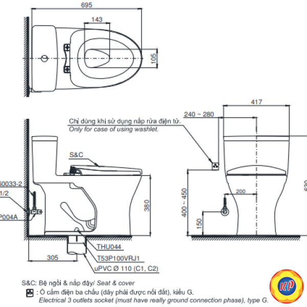 Bồn Cầu TOTO MS855DT2 Một Khối Nắp TC393VS