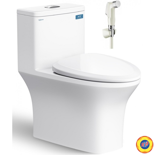 Bồn Cầu 1 Khối Viglacera Fansipan V72 (V700) + Vòi Xịt VG826