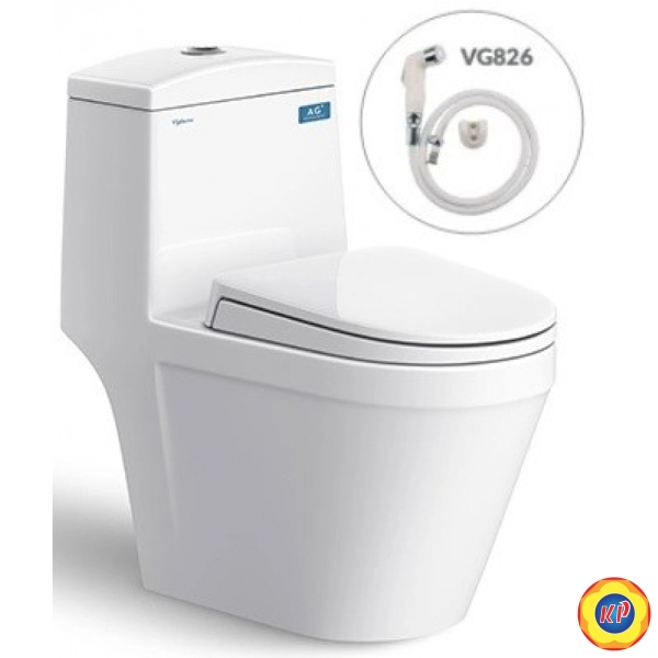 Bồn Cầu 1 Khối Viglacera V35M Nắp Êm V86 + Vòi Xịt VG826