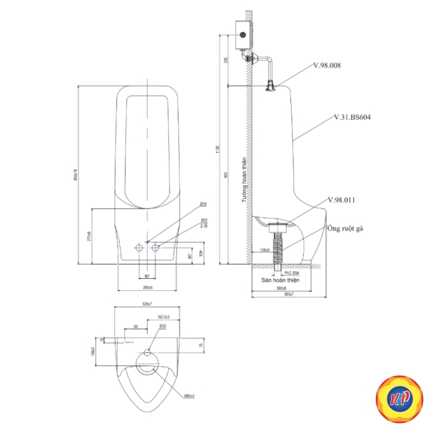 Bồn Tiểu Nam Viglacera BS604 Đặt Sàn