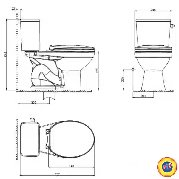 Bồn cầu 2 Khối Viglacera V715