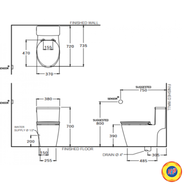 Bồn Cầu COTTO C110517 Một Khối Cảm Ứng Không Chạm