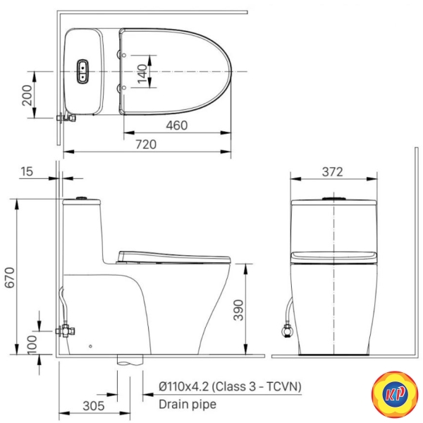 Bồn Cầu INAX AC-989VN (AC989VN) 1 Khối Nắp Êm