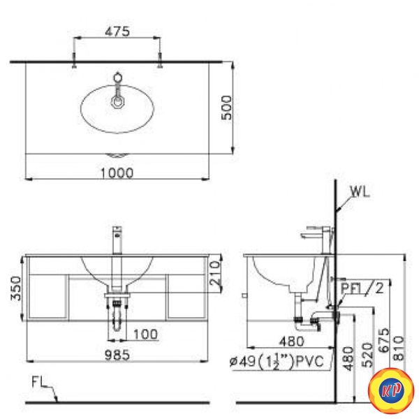 Chậu lavabo dương vành Caesar LF5028