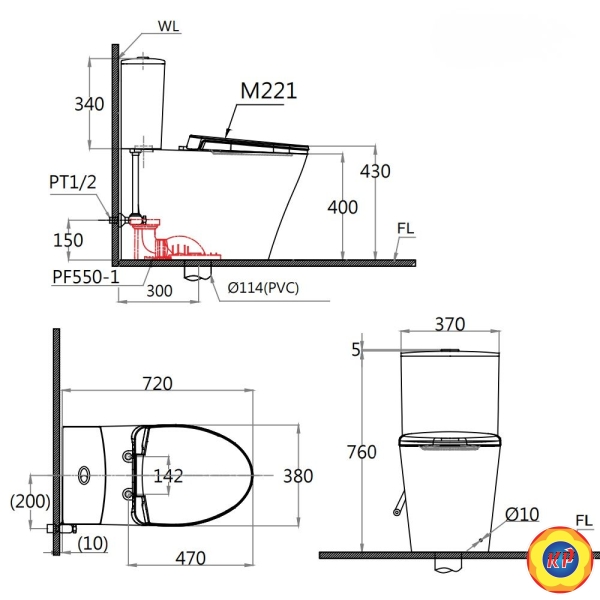 Bồn Cầu CAESAR CD1342/TAF060 Nắp Rửa Cơ