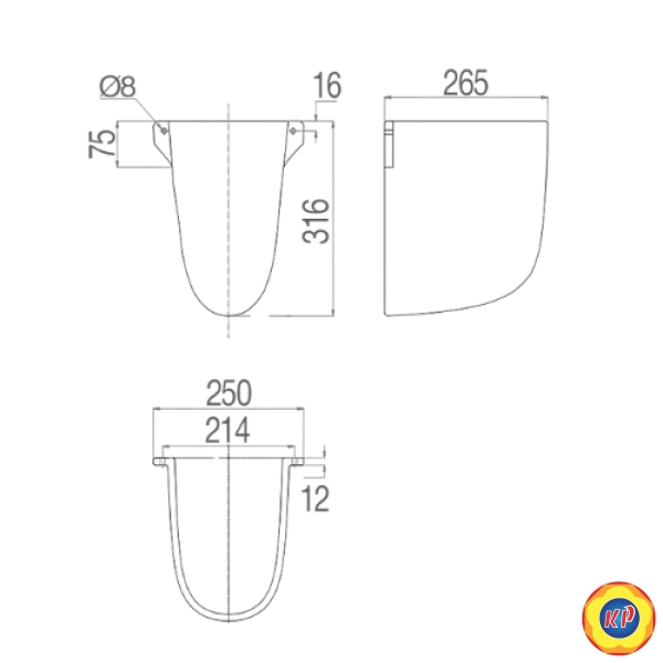 Chân chậu lavabo treo Viglacera V511