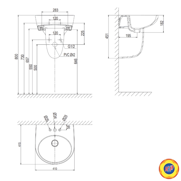 Chậu Rửa Lavabo Viglacera V511 Treo Tường