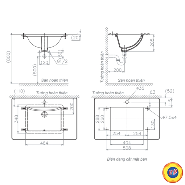 Chậu Rửa Mặt Lavabo Viglacera US1 Âm Bàn