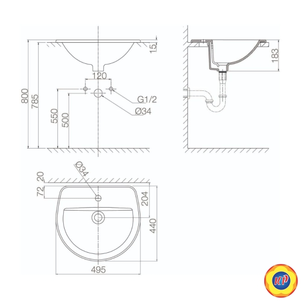 Chậu Rửa Lavabo Viglacera CD12 Dương Vành