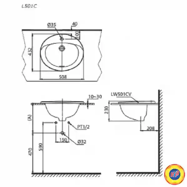 Chậu Rửa Lavabo TOTO L501C#XW Dương Vành