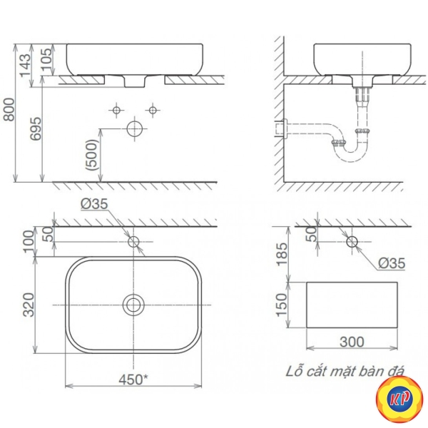 Chậu Lavabo Đặt Bàn Viglacera V25
