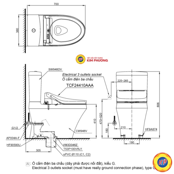 Bồn Cầu Điện Tử TOTO CS948DW14