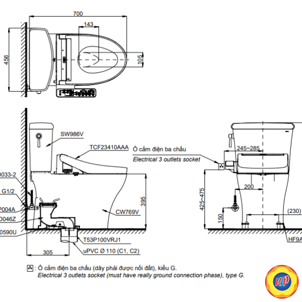 Bồn Cầu Điện Tử TOTO CS986GW16/TCF23410AAA C2