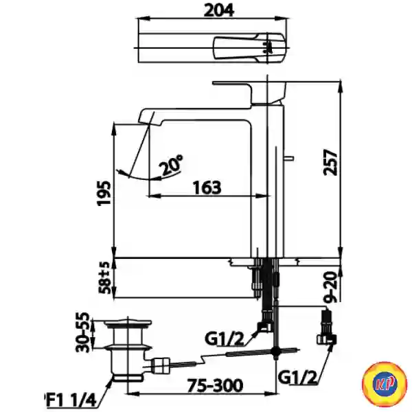 Vòi Lavabo COTTO CT2202AY Cubic Thân Cao Nóng Lạnh