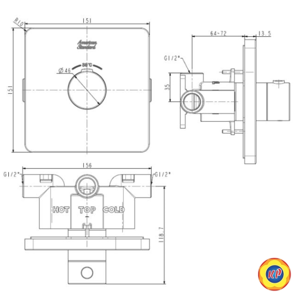Bộ Trộn Nhiệt Độ Sen Âm Tường American Standard FFAS0930 EasySET