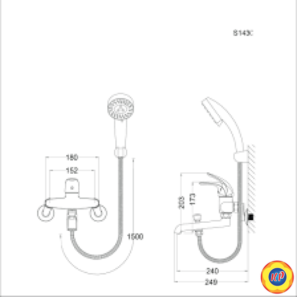 Vòi Sen Tắm CAESAR S143C Xả Bồn Nóng Lạnh