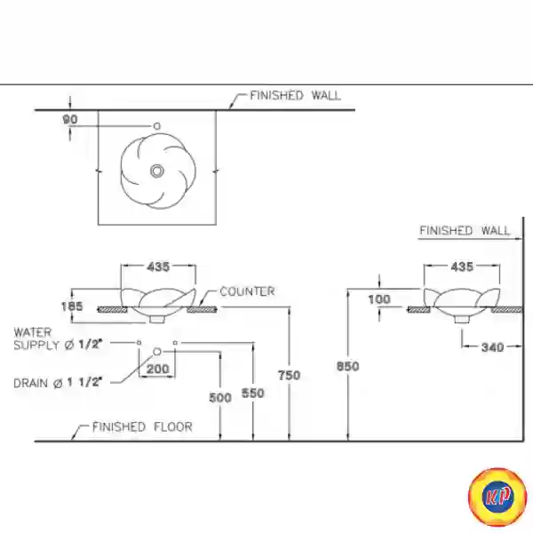 Chậu Rửa Lavabo COTTO C0001 Fleur Dương Bàn