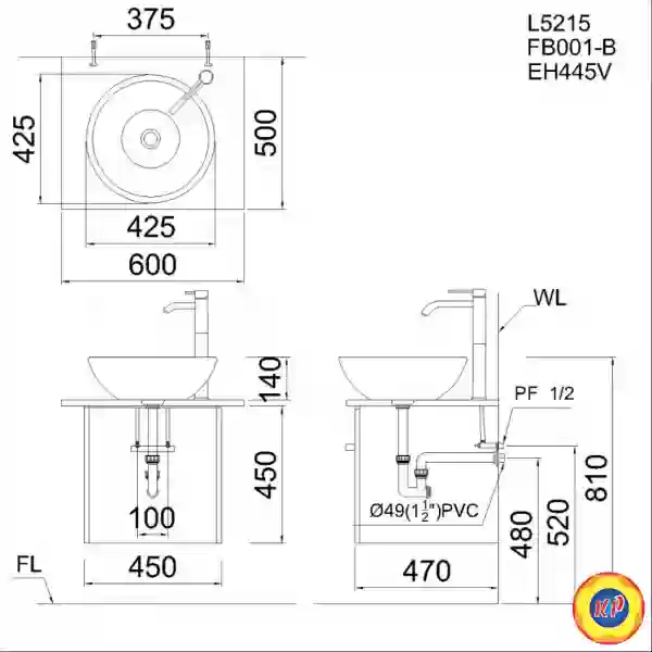 Chậu Rửa Mặt Lavabo CAESAR L5215 Đặt Bàn Tròn