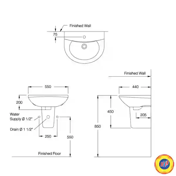Chậu Lavabo COTTO C014/C4201 Wendy Treo Tường
