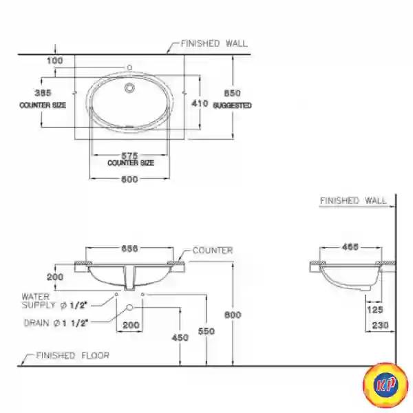 Chậu Rửa Lavabo COTTO C0171 Âm Bàn