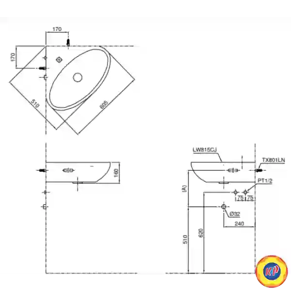 Chậu Lavabo TOTO LW815CJW/F Góc Treo Tường